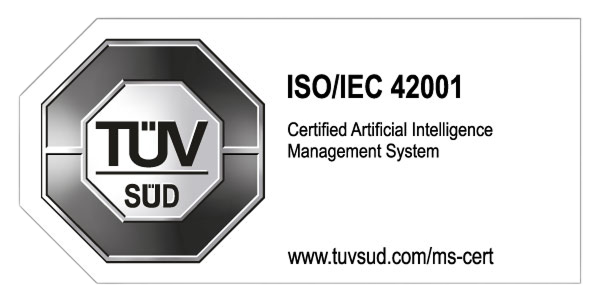 ISO/IEC 42001 certified by TÜV SÜD